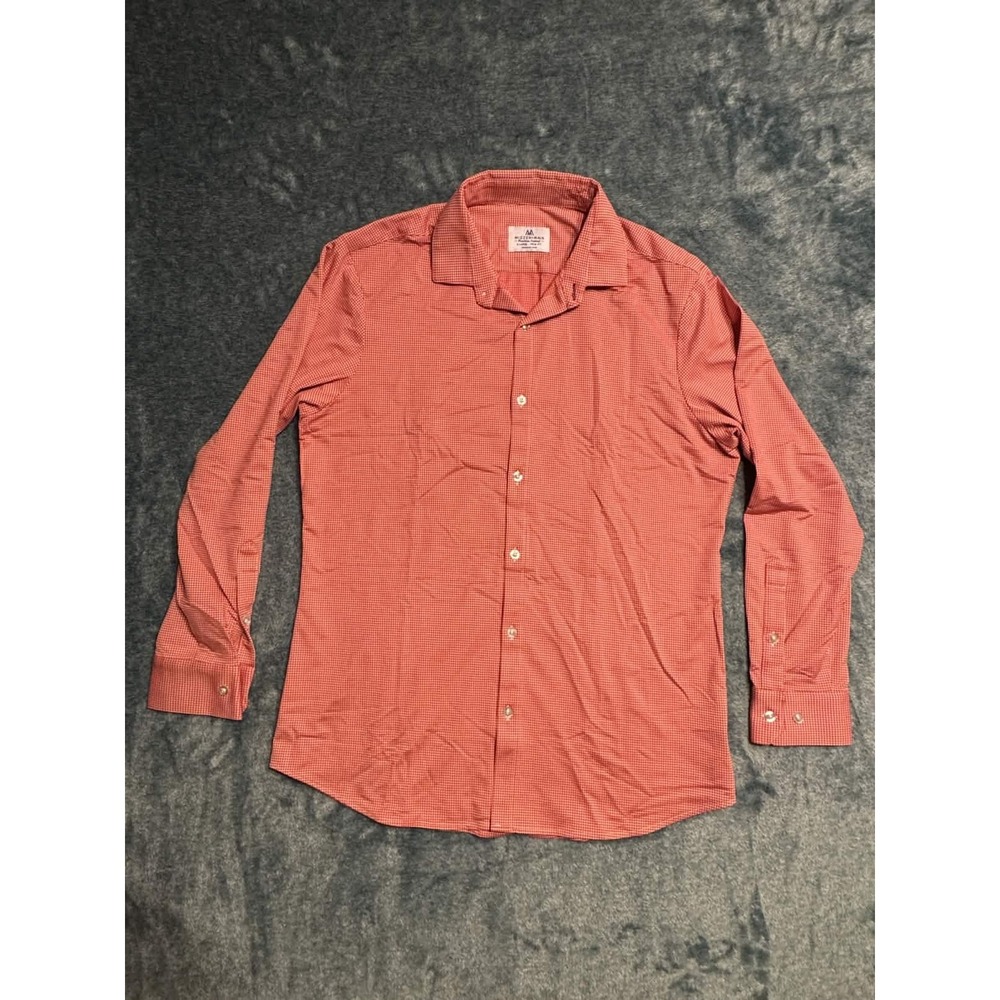 Mizzen+Main Shirt Men XL Trim Fit Red White Gingham Performance